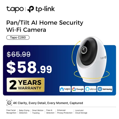 TP-Link & Tapo C260 RoomCam 360° 4K Ultra HD Pan Tilt Dual Band WiFi Indoor Security Camera with AI Face Recognition Two Way Audio and Enhanced Privacy Mode,back to school,back to school haul