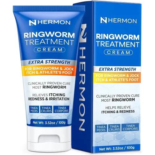 Hermon Powerful Antifungal Ringworm Cream - 100ml Hypoallergenic Natural Herbs Body Lotion, Fast Acting Travel-Friendly Treatment, Safe for the Whole Family, Apply Twice for Stubborn Ringworm, Athlete's Foot (Adults)