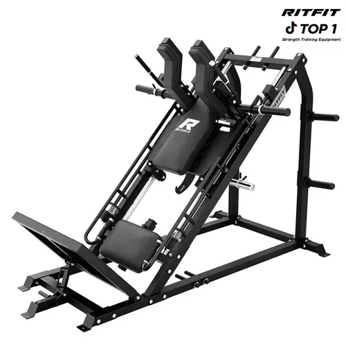 RitFit GAZELLE PRO 3-In-1 Leg Press & Hack Squat Machine - Heavy-Duty Steel Home Gym Equipment, Adjustable Multiple Exercise Machine for Comprehensive Lower Body Strength Training (Black/Red) with 4 Plate Holders to Keep Home Gym Tidy