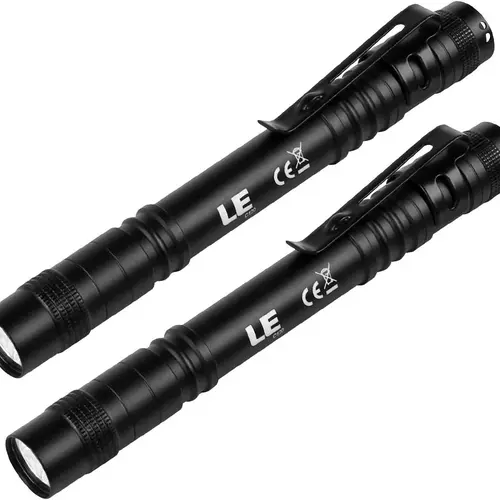 Lighting EVER 2-Pack Handheld Pen Flashlights - High-Powered Compact Handheld Torch with Clip, Lightweight Mini Waterproof Pocket Pen Light, Mechanic Work Accessories, Batteries Included, Birthday Gifts for Him, Cool Gadgets, Unique Gifts For Man