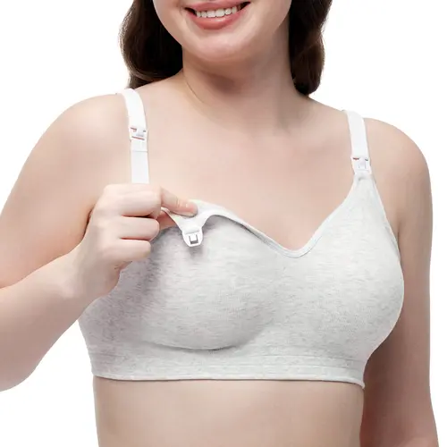 Momcozy Nursing Bras for Breastfeeding, Soft U.S. Cotton Seamless Maternity Bra, Fixed Padding, Wireless Pregnancy, All-Day Comfort