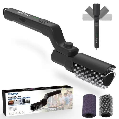Upgraded Electric Grill Brush, Cordless Rechargeable Grill Cleaning Brush with Adjustable Angle, Stainless Steel Brush Head, 3-Speed Power, 120-Min Runtime,Barbecue Accessories,Barbecue Utensils, Waterproof Cleaner for BBQ Grates