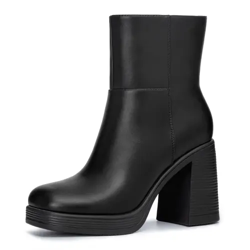 Athlefit Women's Platform Ankle Boots - 3.54 in Chunky Block Heels, Square Toe, Side Zip, Comfortable Heels, Statement Shoes, Women's Shoes, Fashion Dress Booties Footwear
