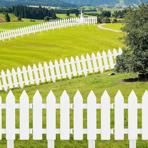 MIAHART Bulk Pack 12-Piece White Durable Plastic Garden Fencing with 12 Fence Inserts, Picket Fence for Lawn Borders, Edge Shaping, Flowerbeds Plant Borders, Outdoor Yard Decor (Durable Plastic for Years of Use)