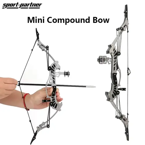 Sport-Partner 16.4-in Stainless Steel Silver Unisex Adults Mini Compound Bow Set with 8 Arrows, Beginner Archery Practice Gear, Fun 2-Month Use, Ideal Teen Gifts