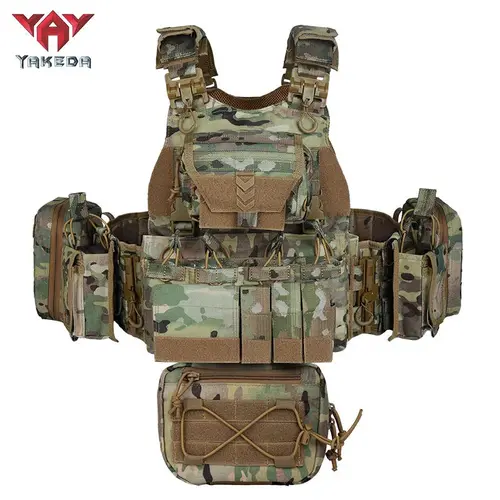 YAKEDA Camouflage Military Protective Chest Vest VT-8833TB - Adjustable Chest Strap Men's Sports Vest with Multiple Pockets for Military Ops, Hiking/Light Outdoor, CS Play