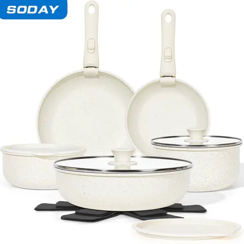 [NEW]SODAY 15pcs Pots and Pans Set Non Stick, Cookware Sets with Detachable Handle, Nonstick RV Kitchen Cooking Set Removable Handles, Oven Safe,Stackable, Frying,Kitchenware,stock up on specials,sohochic