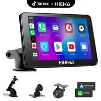 【HiEHA】7" HD Wireless CarPlay & Android Auto Portable Touchscreen Car Stereo, Mirror Link, GPS Navigation, FM Transmitter, AUX, Bluetooth 5.2, Voice Control, Universal for All Vehicles