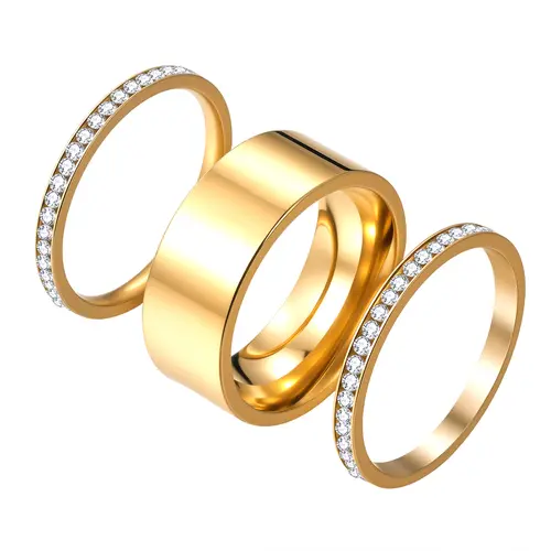 OIDEA Women's Stunning Ring Set - Stainless Steel Artificial Gemstone Gold-Tone Layered Statement Multi Ring, Tarnish Free Size-Inclusive Costume Jewelry Fashion Accessory