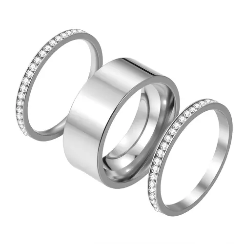 OIDEA Women's Non Tarnish Stainless Steel Stacked Rings Set, Dainty Marquise Cubic Zirconia Accents, Jewelry Style Rings with Layered Elegance, Classic Gift for Sizes 6-11