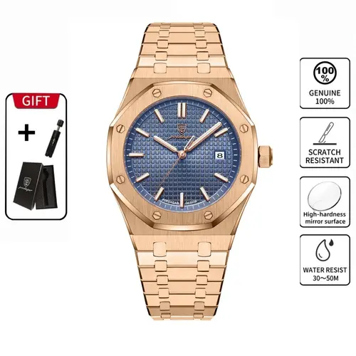 Poedagar Waterproof Night Light Date Men's Watch, Stainless Steel Quartz Watch, Luminous Analog Watch, Waterproof Wristwatch, Water Resistant Wristwatch, Analogue Quartz Watch