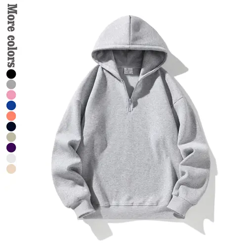 Men's Autumn-Winter Solid Color Zipper Hoodie Sweatshirt - Warm Lightweight Long-Sleeve Sports Fashion Apparel, Stylish Fabric, Beige/Grey Menswear (Halloween, TikTok Shop Deals)