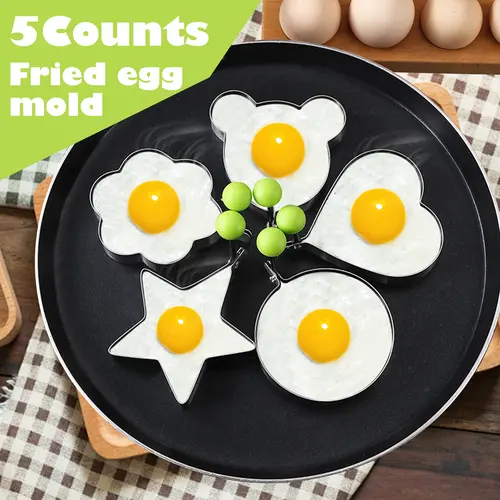5 Counts Set Fried Egg Rings Molds, Non Stick for Griddle Pan making cooking more convenient