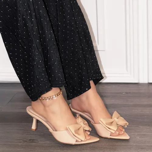 Susan - Women’s Bow Kitten Heel Mules, Patent Open Toe Dress Sandals with Plush Comfort Insole, Elegant Slip-On Heels for Weddings, Parties, Date Nights & Special Occasions