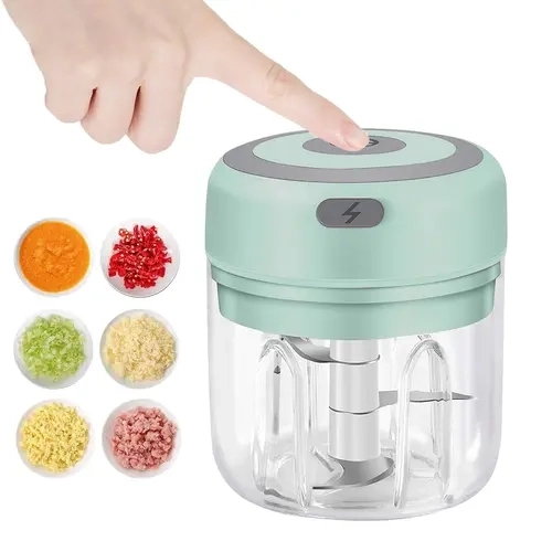Multifunctional Food Chopper - USB Rechargeable Cordless Portable Handheld Vegetable Chopper Tool, 250ml Stainless Steel Mini Food Processor for Home Cooks, Quick Clean Parts, Press Longer for Smoother Results, Kitchen Accessories