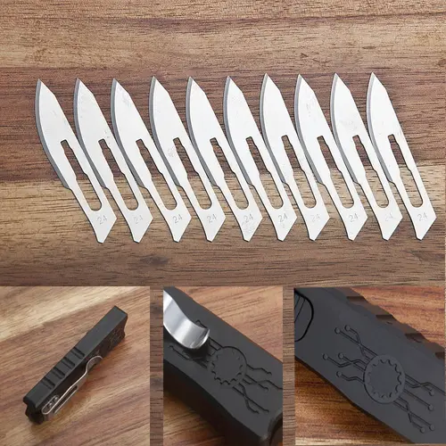 EDC Pocket Utility Knife, Paper Box Cutter Knife, Aluminum Handle with 10pcs Replaceable Blades, #24 Carbon Steel Blades, EDC Small Knife