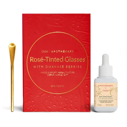 Apothékary Rosé-Tinted Glasses x Oishii Omakase Berries - Limited Edition - Mood & Skin Support Liquid Herbal Drops* Alcohol-Free, Certified Organic, Non-GMO Project Verified, Certified Gluten-Free, PETA Certified Vegan & Cruelty-Free, Third Party Tested