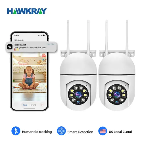 Hawkray Wi-Fi Indoor Home Security Camera - Local Installation, App Control, 2-Way Audio, Full-Color HD Night Vision, Smart Remote Access, Motion Detection, Plug-In Powered, SD Compatible for Smartphones, Remote Monitoring