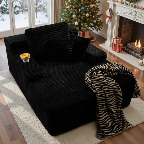 XIZZI 67 " Oversized Upholstered Sofa Bed with Cup Holders & Fluffy Plush Faux Fur Cloud Design for Living Room, Comfort Boneless love chair modern, lazy sofa bed, Lovesac Deep Seat, No assembly required