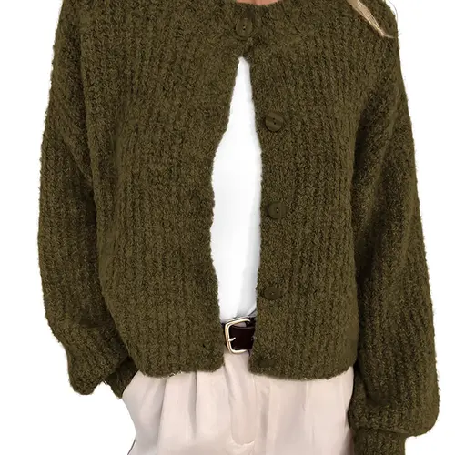 BTFBM Women's Chunky Knit Fall Cardigan Winter Long Sleeve Button Down Soft Loose Cropped Sweater Outwear
