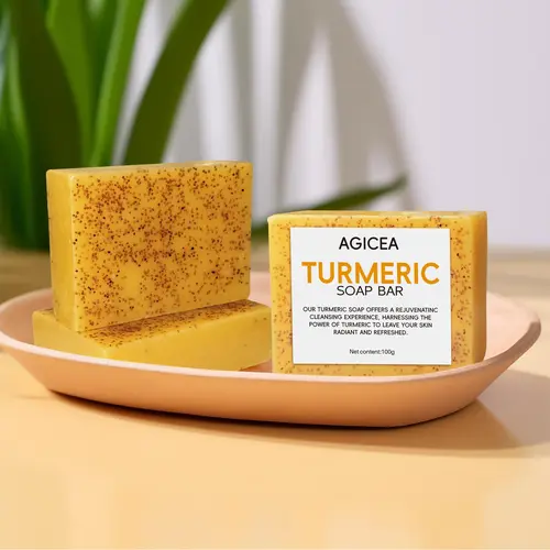 AGICEA Lemon Turmeric Bar Soaps - Moisturizing Brightening Soap, Body Wash, Deep Cleansing, Suitable for All Skin Types, Harnesses Turmeric Power, 12-Pack (100g Each), Supports Body Routine