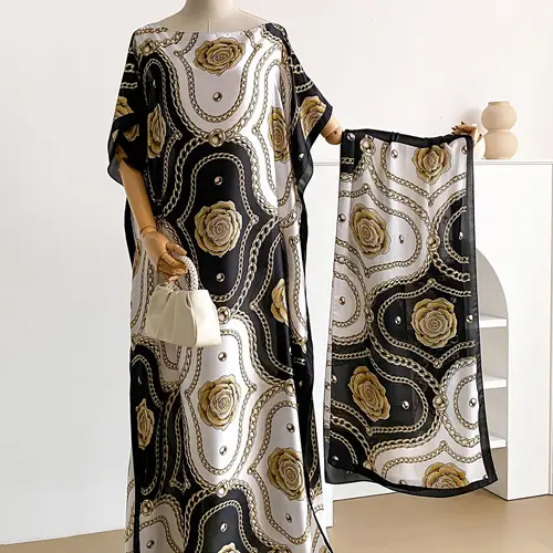 Women's Floral Print Shawl and Polyester Scarf Set, Elegant All-Season Beach Vacation Accessory, Versatile Lightweight Wrap