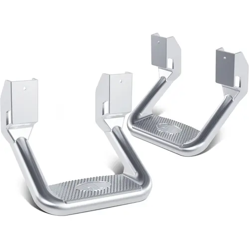 HECASA 2 Pcs Polished Silvery Aluminum Universal Side Hoop Steps, Car Accessories Compatible with 1967-2020 Chevy GMC Ford Isuzu Mitsubishi Dodge Jeep Nissan Toyota Mazda