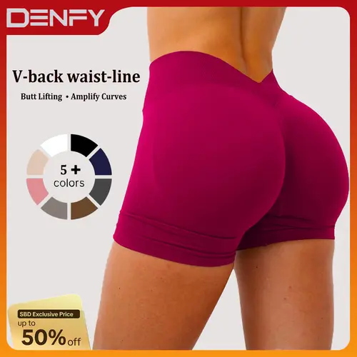[SIZE UP 1] DENFY LJ V-BACK SCRUNCH SHORTS Fitness Gymwear Yoga Pants Gym Workout Sportswear Drying Exercise Yoga High Cycling Quick Drying Gymclothes