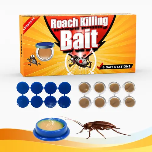 LENDOUYE Cockroach Gel Bait, Domestic Dormitory Kitchen Powerful Cleaning Cockroach Exterminator Cockroach Gel Bait Pest, Indoor Use, Roach Killer Gel for American, German and Other Major Cockroach Species, 8 Count cockroach bait WB