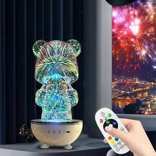 HITOZON Cordless Portable Bluetooth Speaker - Smartphone Compatible, USB Stereo, USB Type-C, Flexible Rotating, White RGB 360° Rotation LED Light, Remote Control, Room Decor Ornaments, Mini Coworker Gifts