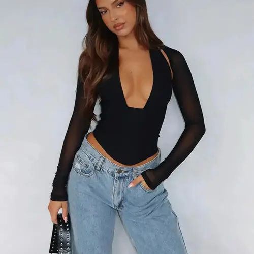 Deep V Backless Two-Piece Set, Elegant Slim-Fit Knitted Top & Bottoms, Moderate Fabric, Fall Winter, Womenswear, Women's Fashion Clothing