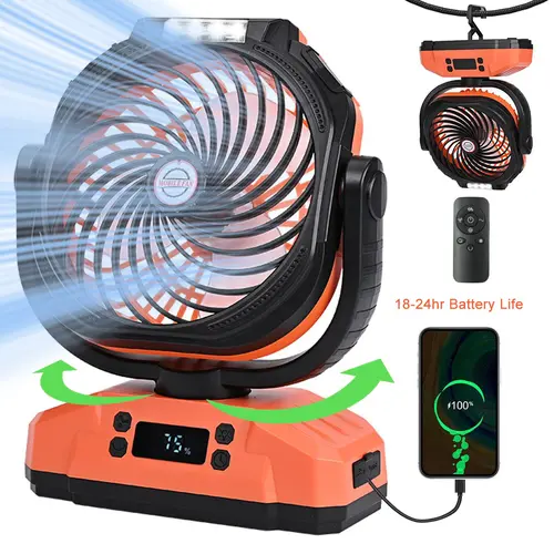 SYADOO Usb Portable Fan, Camping Fan Rechargeable with 20000mAh Battery, Multipurpose Handheld Fan, Portable Tower Fan, Portable Led Fan,  Rotating Body Fan, Portable Desk Fan, Personal Waist Fan, Personal Fan, Personal Cooling Fan, SummerVibes
