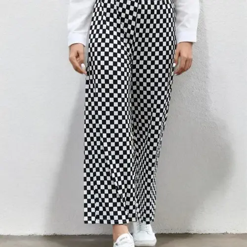 Plus Size Women's Fashion Plaid Printed Pants, Casual Loose-Fit Streetwear, Comfortable Trousers for Everyday Wear, All Seasons