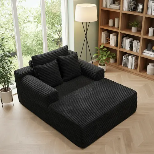 Convertible Sleeper Sofa Bed - Modern Oversized Boneless Reclining Multi-Purpose Couch with Memory Foam Deep Seats, Champagne Suede Upholstery, No-Assembly Indoor Apartment Furniture for Living Room, Bedrooms,dorm essentials,home decor