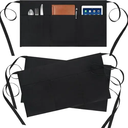 1pc Server Aprons With 3 Pockets, Oil &  Waitress Waiter Short Half  Apron