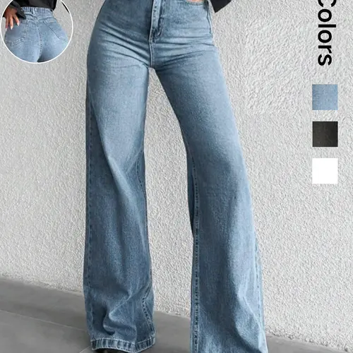 Baggy Pants for Women, Casual Basic High Waist Wide Leg Button Jeans, Comfortable Stretch Denim, Trendy Streetwear Style, Perfect for Daily Wear Womenswear High Waisted Jeans