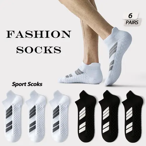 Men's & Women's 6-Pair No Show Cotton Crew Socks, Terry Soles for Shock Absorption & Wear Resistance, Sweat-Absorbing Breathable Thick Warm Fall Winter Socks for Students & Sports, Crewsocks