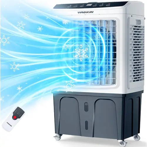 Evaporative Air Cooler, VAGKRI features 9.2Gallon-12Gallon water tank, 2100-3000CFM Swamp Cooler, 120°Oscillation Air Cooler with Remote Control, 24H Timer, 3 Modes & Wind Speeds for Outdoor Indoor Use, #SummerVibes