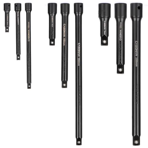 CASOMAN 9-Piece Heavy Duty Wrench Extension Bars Set - Chrome Vanadium Steel, Black Phosphate Finish, Versatile Sizes 1/4", 3/8", 1/2" Drives, Mechanic Tools for DIY Enthusiasts Maintenance