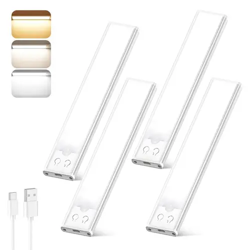 Under Cabinet Lights, LED Closet Lights with Motion Sensor Indoor, USB-C Rechargeable Counter Night Lights, Wireless Remote Kitchen Lights, Dimmable Lights for Home Decor, Kitchen, Stairs & Wardrobe Lighting, St. Patrick's Day Lights, Mother's Day Gifts