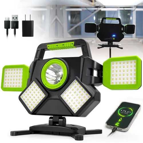 SideKing 55W Dual LED Flashlight - Portable Lighting, Rechargeable Work Light with Magnetic Base, Foldable Arms, 360° Rotatable Design, 6 Modes, Powerbank Function for Mechanics, Dual Led Flashlights