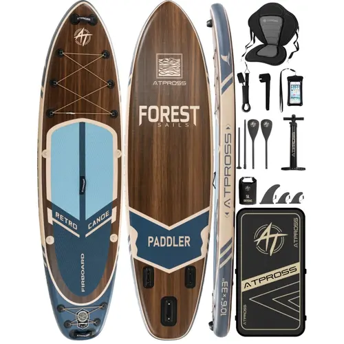 10'6"x33in Extra-Wide Portable Golden Inflatable Stand Up Paddle Board (SUP) Kit - Anti-Slip Deck, Detachable Kayak Seat, Waterproof Phone Bag, Pump, Snorkeling Gear, Repair Kit, Golden Ratio Design for Adults' Water Fun, Road Trips (No Yoga, Camping Use)