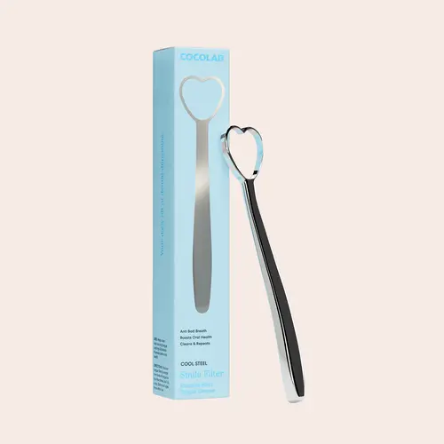 COCOLAB Smile Filter Tongue Cleaner - Stainless Steel Tongue Scraper for Bad Breath Relief & Oral Health - Reusable Dental Tool