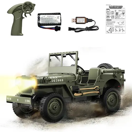 JJRC C8815 1:10 Remote Control Hobby Tactical Command Truck - 4WD RC Car, Linked Steering Control, All-Terrain, LED Headlights, Independent Searchlights, Searchlight Locking System, Kids' Outdoor Toy & Static Collection Item, Remote Control Truck, Rc Cars