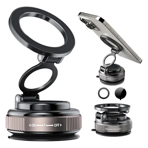 Magnetic Car Phone Holder for MagSafe: 28+LBS Strong Suction Vacuum Phone Mount for Men/Women - 360° Rotatable Adjustable Portable Cell Phone Stand for iPhone 12-16 Pro Max Plus