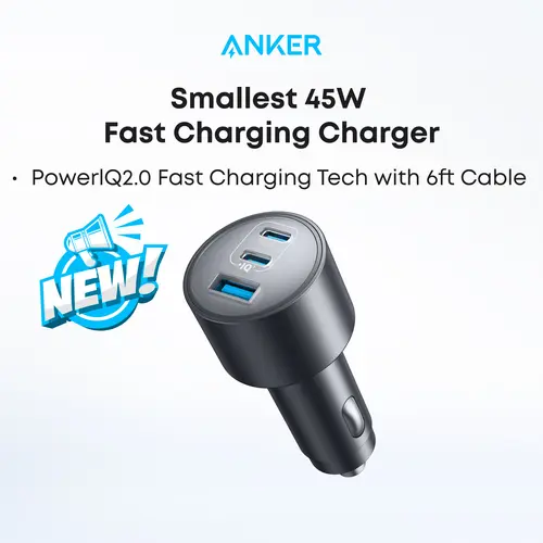 Anker 167.5W 3-Port USB-C Super Fast In-Car Charger - Compact Design, Simultaneous Super Fast Charging for iPhone 17/16 Series, MacBook Pro/Air, Samsung Galaxy S24/S23, AirPods, with LED Light for Cars