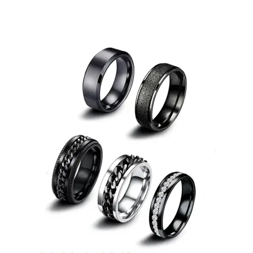 Men's Urban Trendy Rings, Imitation Diamond and Dragon Design, Set of 5 Rings, Vintage Jewelry Gift, Suitable for Him