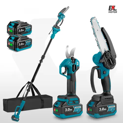 Yofidra 2-in-1 Cordless 450W Brushless Motor Pole Saw & Mini Battery-Powered Chainsaw, 21V Power Tools with 2 Batteries, Plastic-Aluminum Telescopic Rod with Dual Locking for High Branch Pruning