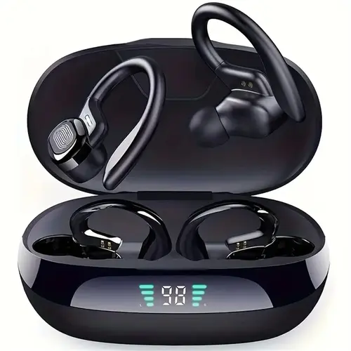 MSHUKCOE Chargeable Wireless Bluetooth Earbuds with Stereo Sound, Button Control, Charging Case, LED Battery View, Earhook, IPX5 Waterproof, HD Voice, Electronic Device Compatible for Sports, Phone, Headset,back to school,back to school haul