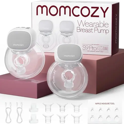Momcozy S9 Pro & S12 Pro  Breast Pump, Upgraded Wearable Breast Pump, Hands-free Design, with LED Display, Dual-head Electric Portable Breast Pump, with 2 Modes and 9 Levels, 24mm,A